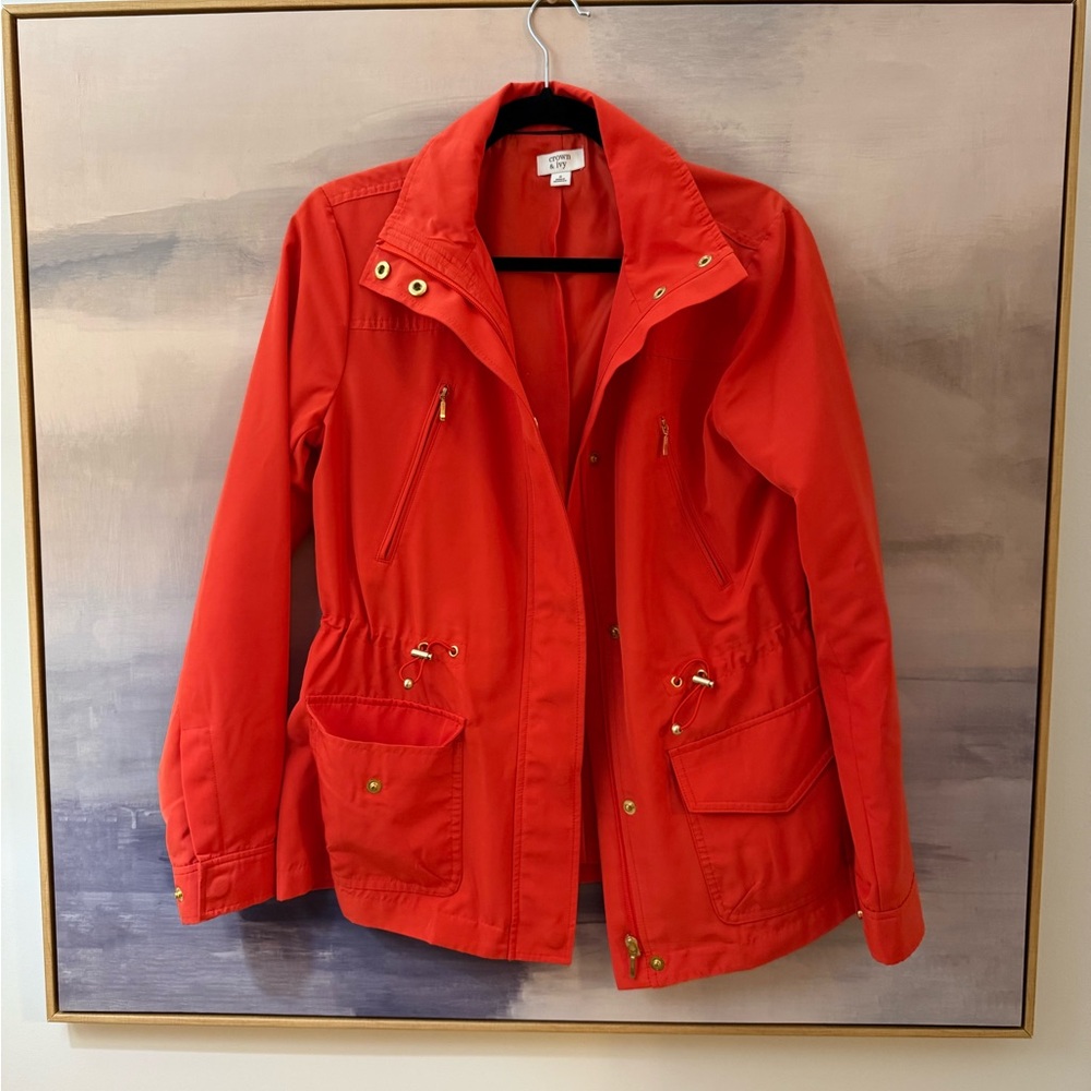 Women's Orange Rain Jacket Utility Shell